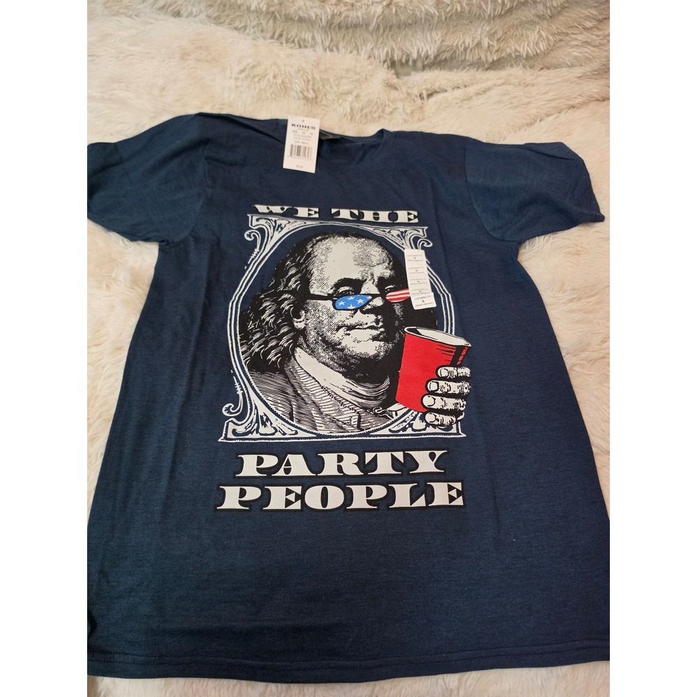 Kohl's We The Party People Benjamin Franklin Navy Graphic Tee Men's Small NWT